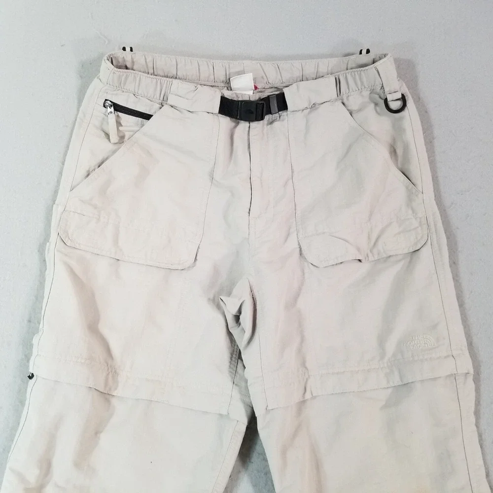 The North Face cargo pants shorts combo men's large beige outdoor nylon flawed